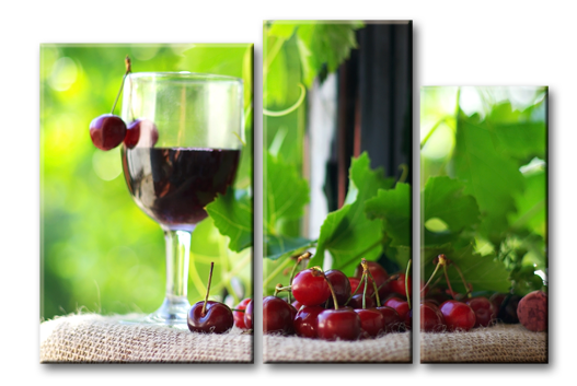 Модульная картина Вино и вишня