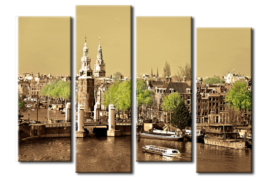 Модульная картина Полиптих «Канал Амстердама»